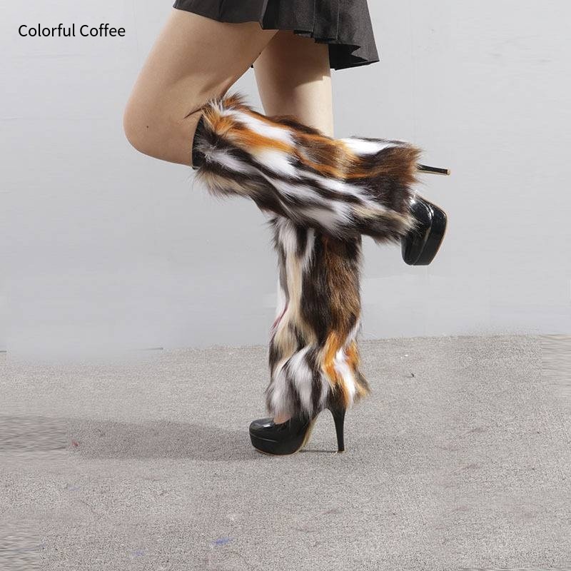 Faux Fur Boot Covers Women Long Short Leggings Warms Plush Boots Socks Sleeve